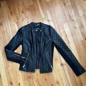 Express Faux Leather Quilted Moto Jacket